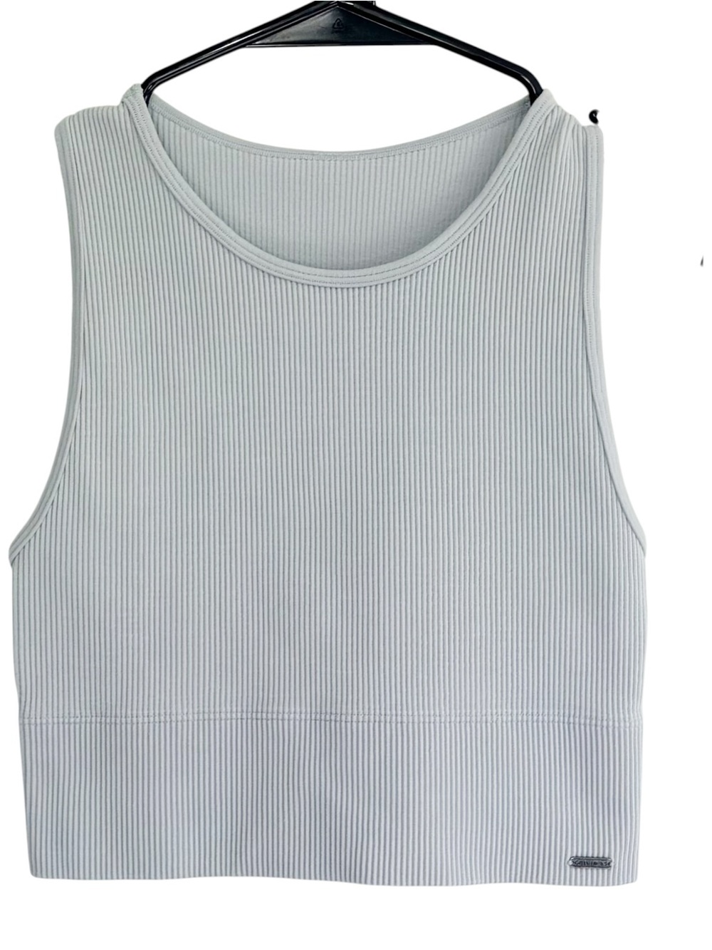 GILLY HICKS Seamless Ribbed Racerback Crop Tank Sports Bra Blue Gray S